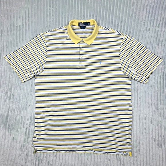 Ralph Lauren Other - Polo Ralph Lauren Golf Fit Short Sleeve Shirt Men's L Striped Yellow Blue Preppy